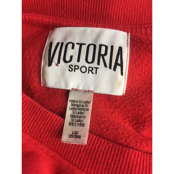 Victoria's Secret Sport Graphic Sweatshirt Red Glitter Stars Size L Vintage - Picture 6 of 6